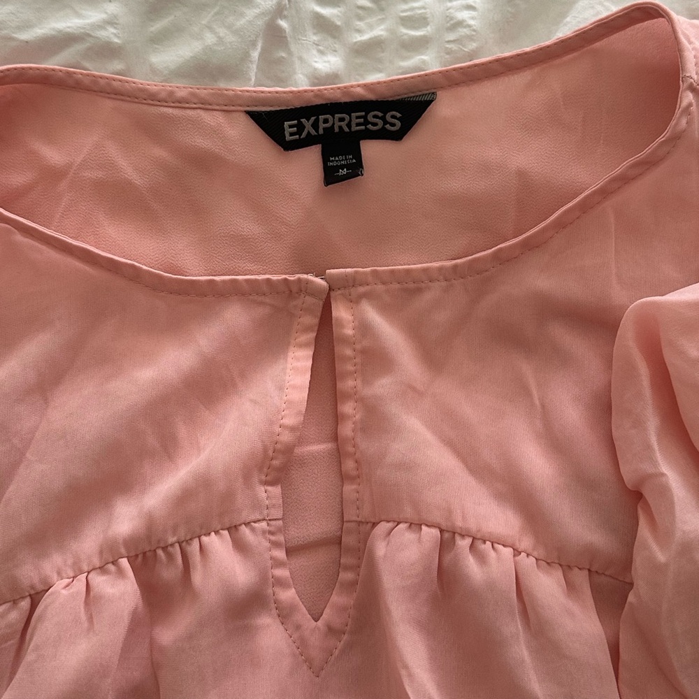 Express Pink Flutter Sleeve Ruffled Blouse - Picture 2 of 5